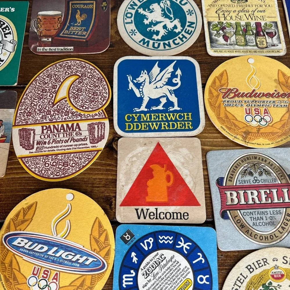 Vintage Coasters Lot Of 19 Brew Beer Pub Brewery Restaurant Cardboard Liquor